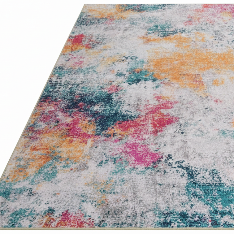 Tapete Abstrato Multicolorido Argo – Antiderrapante e Lavável