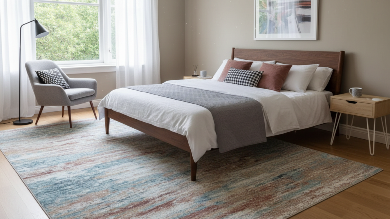 Tapete Abstrato Multicolorido Vértice – Antiderrapante e Lavável