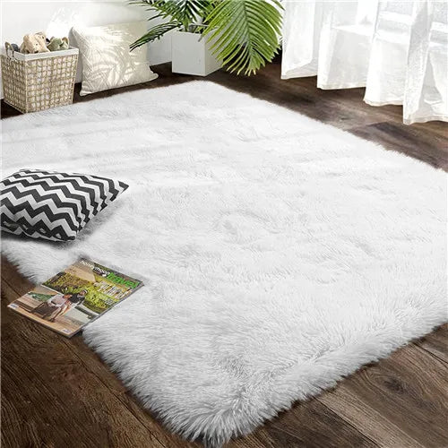 Red Ultra Soft Fluffy Rugs Furry Throw Area Rugs Plush Shag Rug Non-Slip Shaggy Modern Decorative Carpet Living Room Carpet Mat