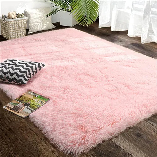 Red Ultra Soft Fluffy Rugs Furry Throw Area Rugs Plush Shag Rug Non-Slip Shaggy Modern Decorative Carpet Living Room Carpet Mat