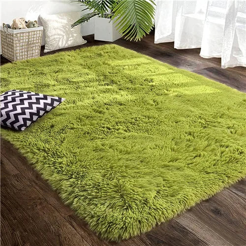 Red Ultra Soft Fluffy Rugs Furry Throw Area Rugs Plush Shag Rug Non-Slip Shaggy Modern Decorative Carpet Living Room Carpet Mat
