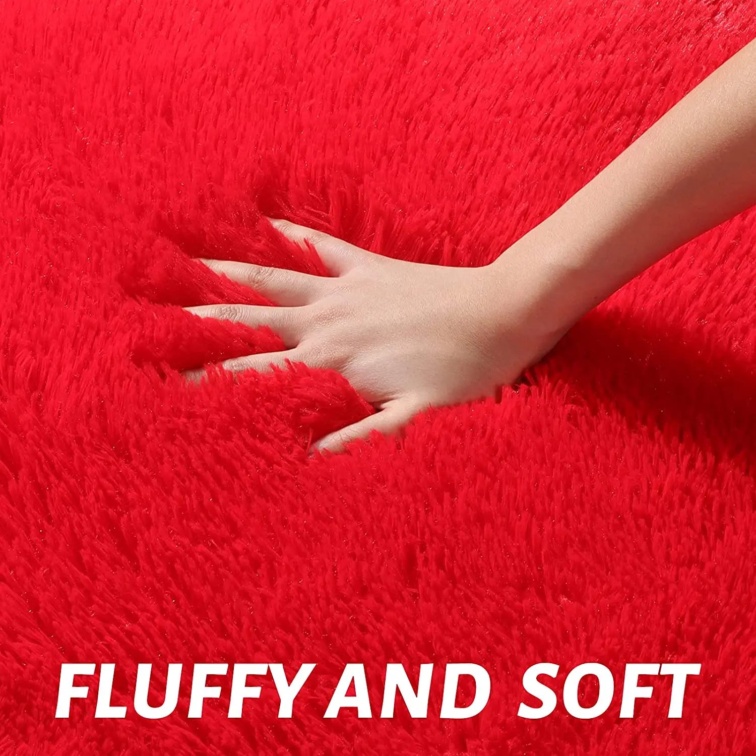 Red Ultra Soft Fluffy Rugs Furry Throw Area Rugs Plush Shag Rug Non-Slip Shaggy Modern Decorative Carpet Living Room Carpet Mat