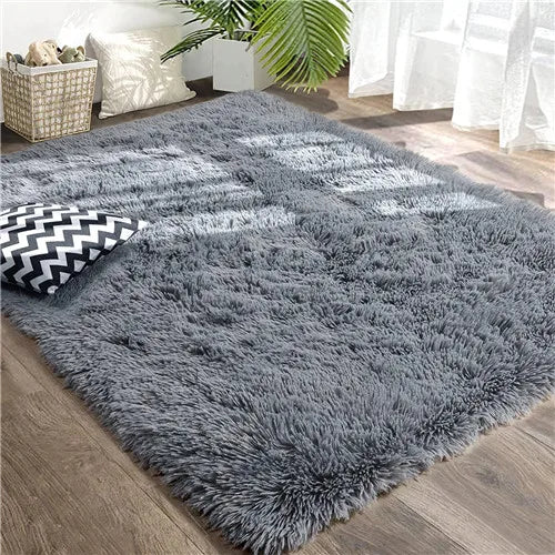 Red Ultra Soft Fluffy Rugs Furry Throw Area Rugs Plush Shag Rug Non-Slip Shaggy Modern Decorative Carpet Living Room Carpet Mat