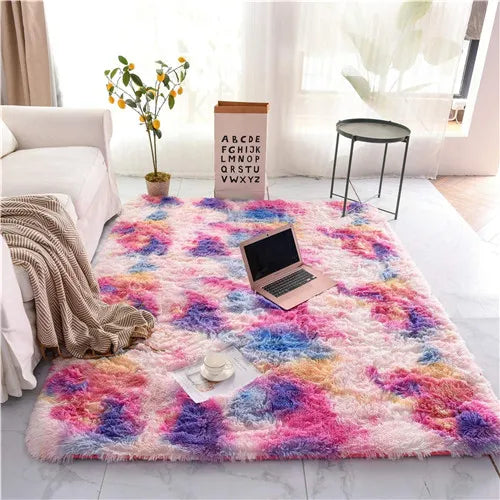 Red Ultra Soft Fluffy Rugs Furry Throw Area Rugs Plush Shag Rug Non-Slip Shaggy Modern Decorative Carpet Living Room Carpet Mat