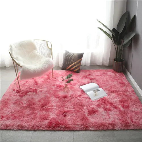 Red Ultra Soft Fluffy Rugs Furry Throw Area Rugs Plush Shag Rug Non-Slip Shaggy Modern Decorative Carpet Living Room Carpet Mat