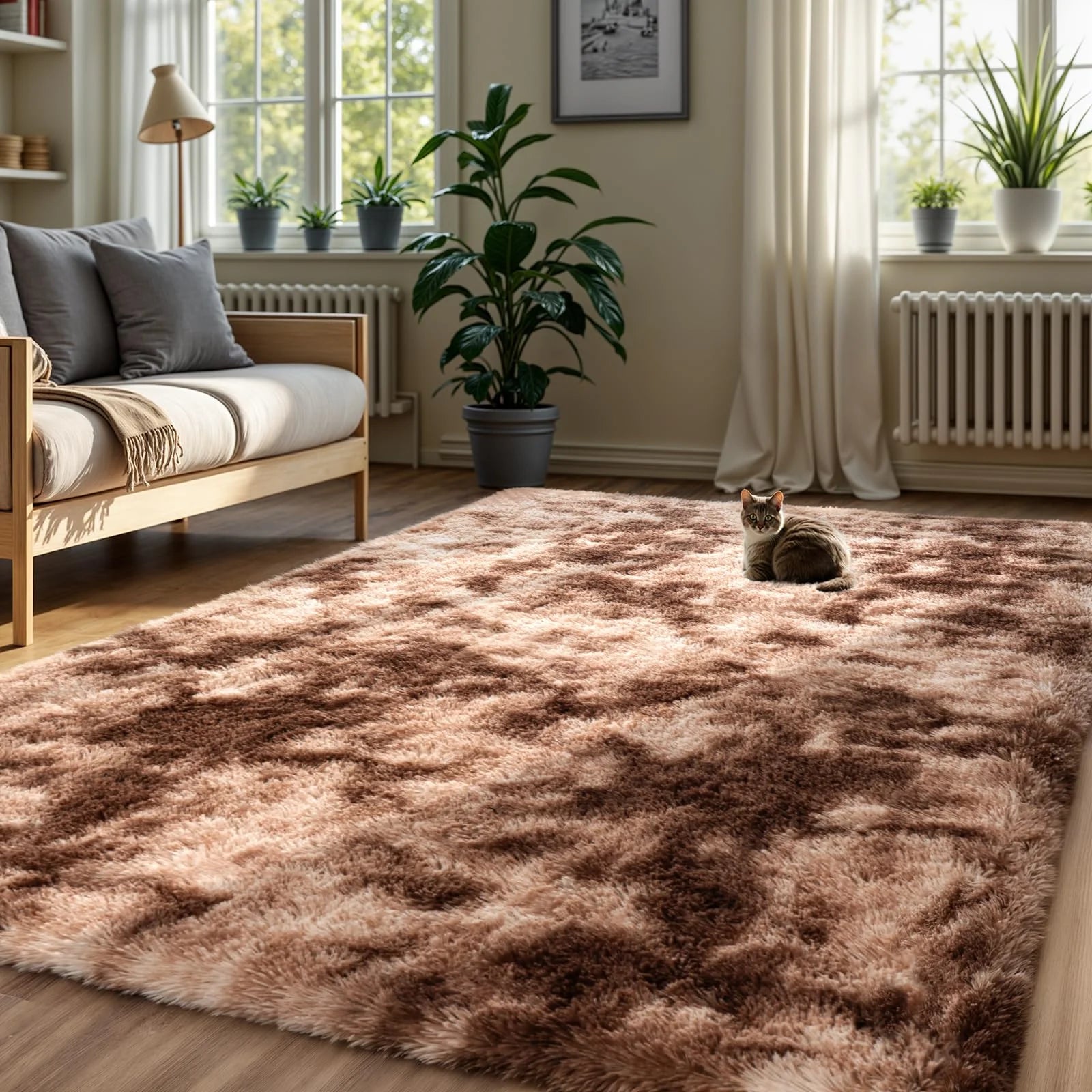 VIKAMA Minimalist Style Living Room Carpet, Fluffy And Slip-Resistant Children's Room Mat, Bathroom Carpet, Home Decoration