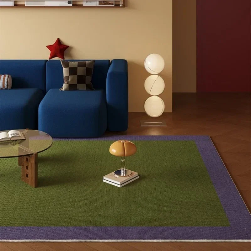 Tapete Aura Bicolor Retangular - Verde com borda azul