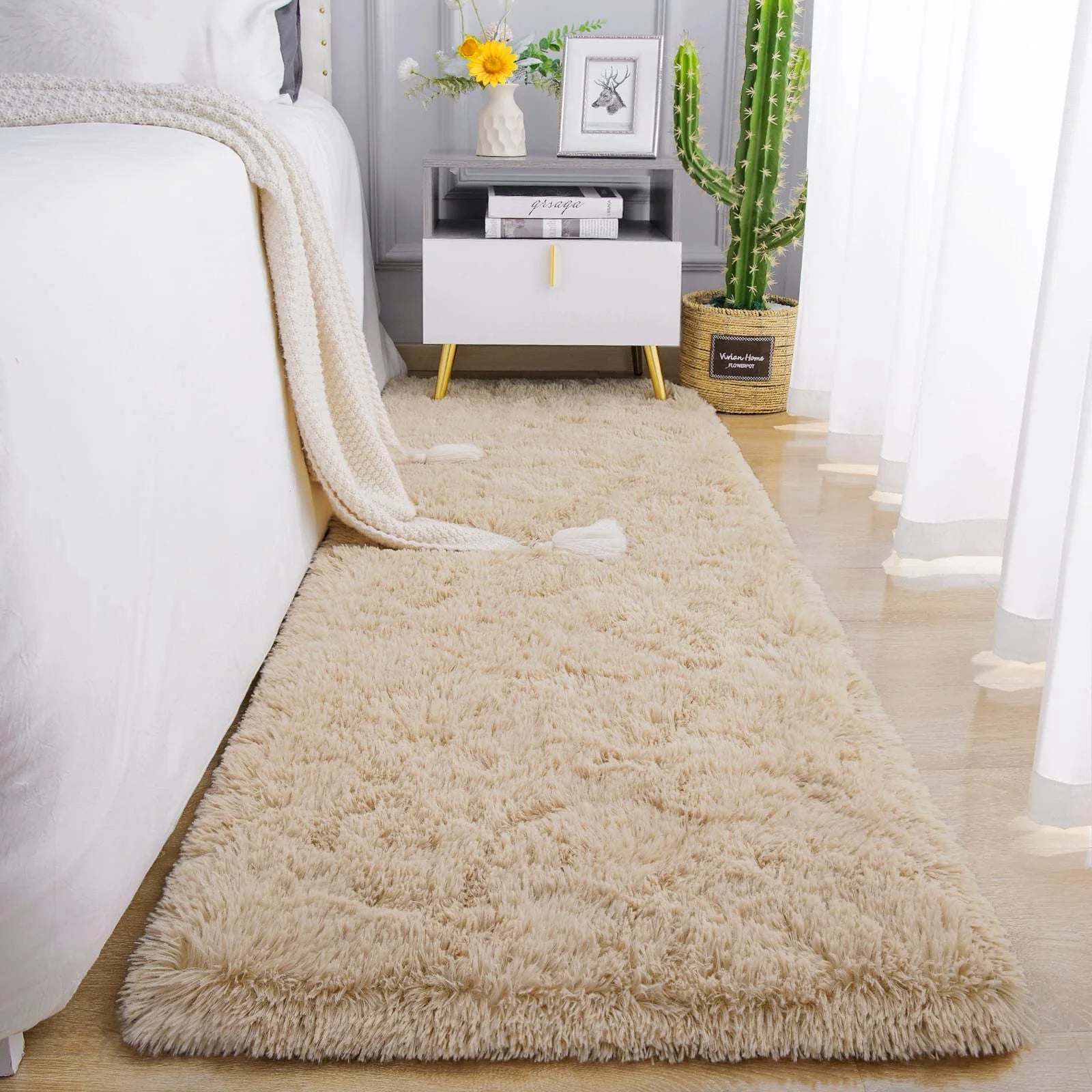 VIKAMA Soft Running Rug, Plush And Fluffy Bedroom And Living Room Carpet, Nursery And Children's Room Floor Mat For Home Decor