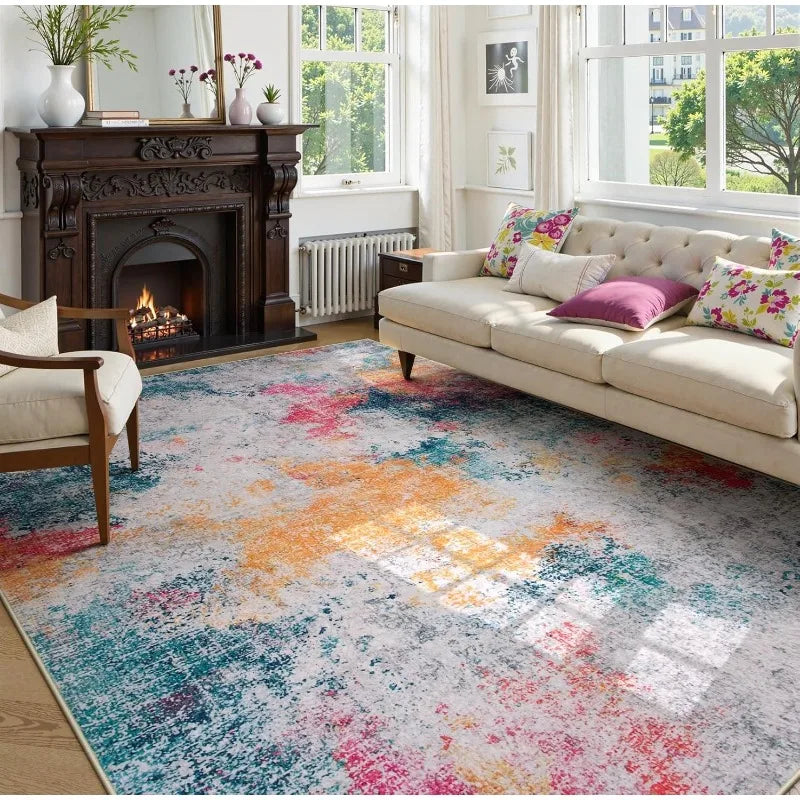 Tapete Abstrato Multicolorido Argo – Antiderrapante e Lavável