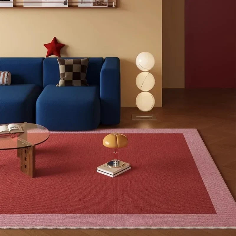 Tapete Aura Bicolor Retangular - Vermelho com Borda Rosa