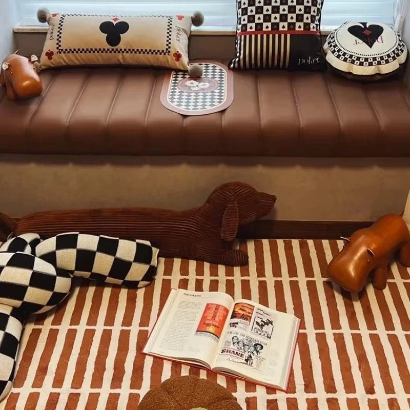 Tapete Retrô Listrado Marrom e Branco – Moderno e Antiderrapante