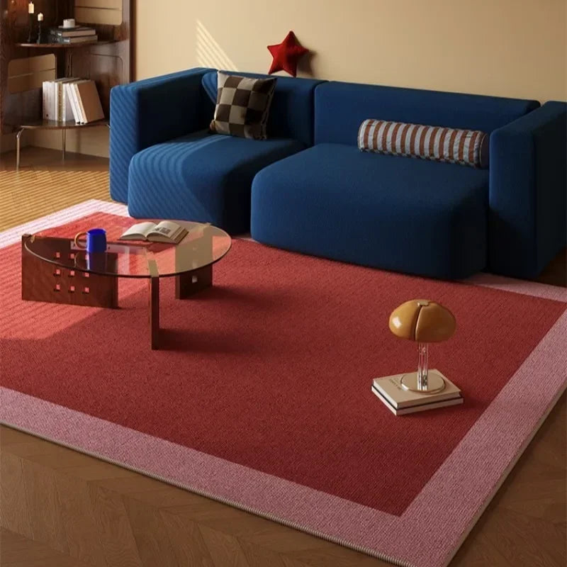 Tapete Aura Bicolor Retangular - Vermelho com Borda Rosa