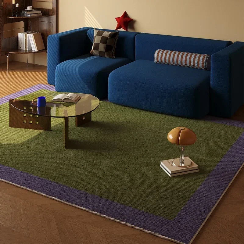 Tapete Aura Bicolor Retangular - Verde com borda azul