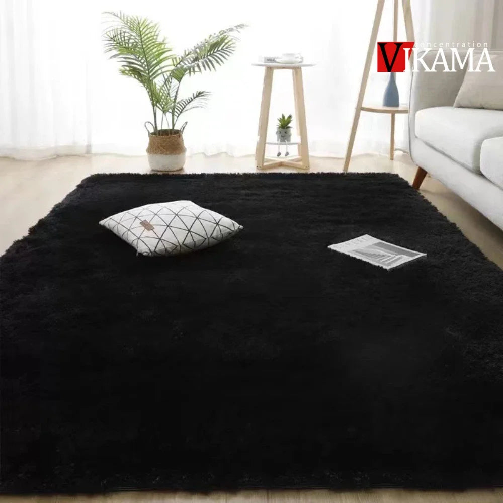 VIKAMA Minimalist Solid Color Shaggy Rug Fluffy and Soft Living Room Sofa Coffee Table Rug Nursery Floor Mat Home Decor