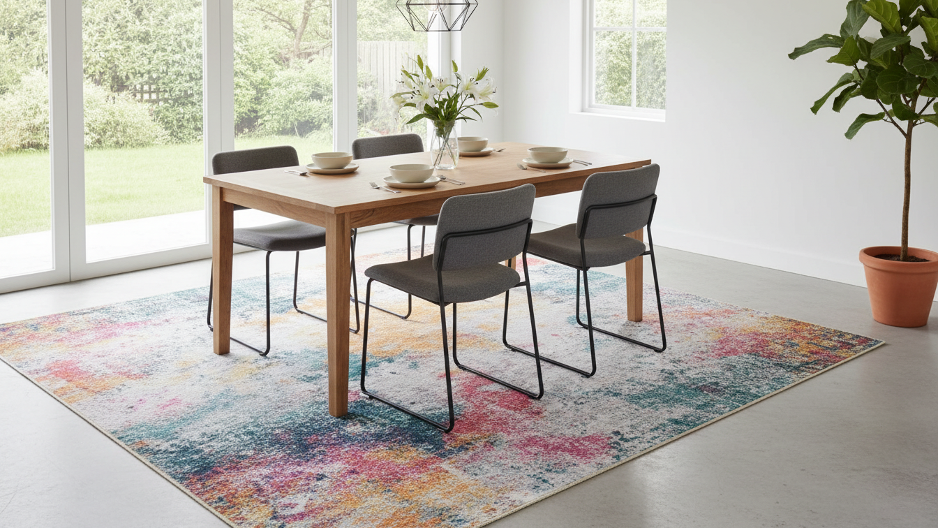 Tapete Abstrato Multicolorido Argo – Antiderrapante e Lavável