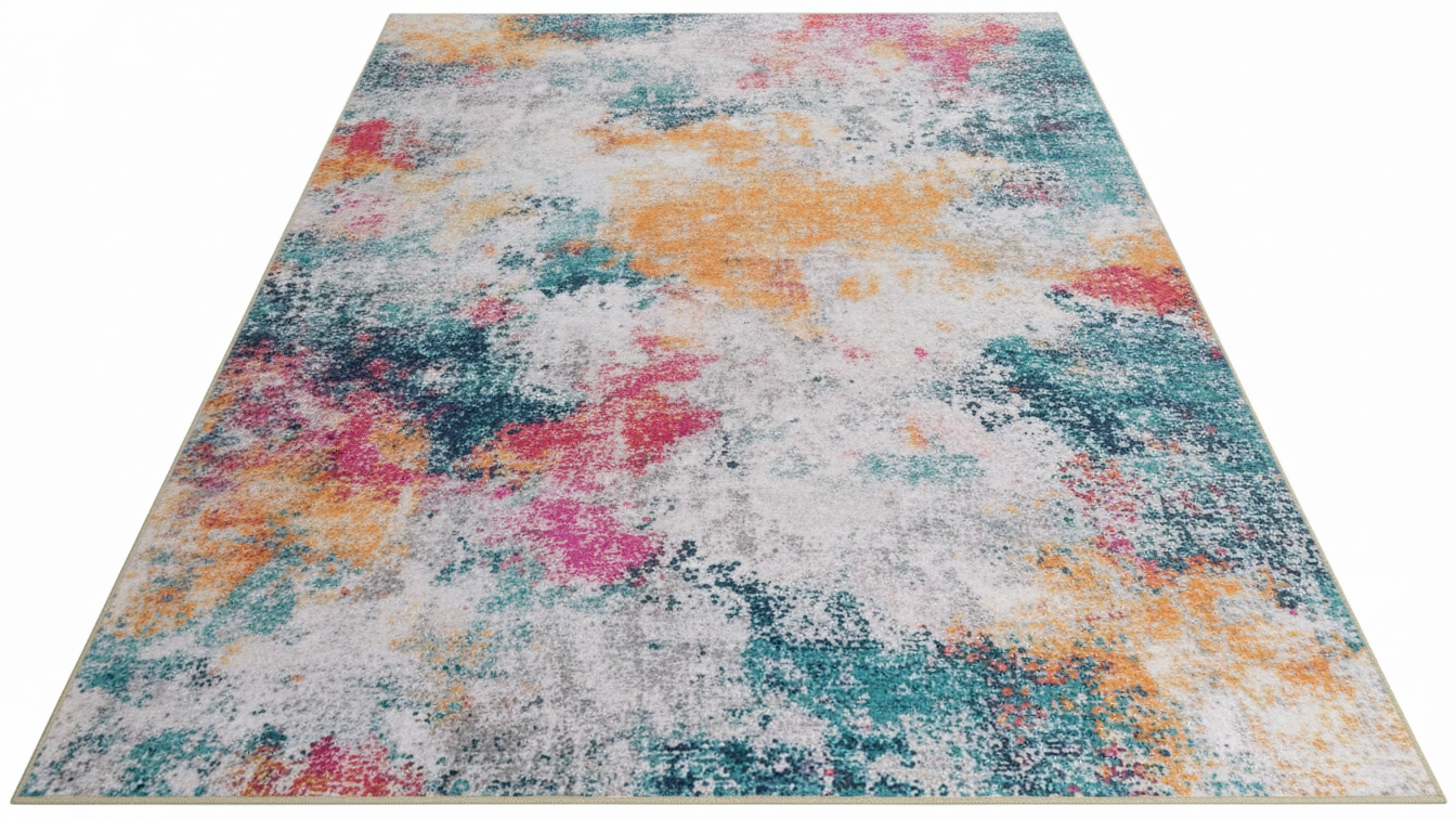 Tapete Abstrato Multicolorido Argo – Antiderrapante e Lavável