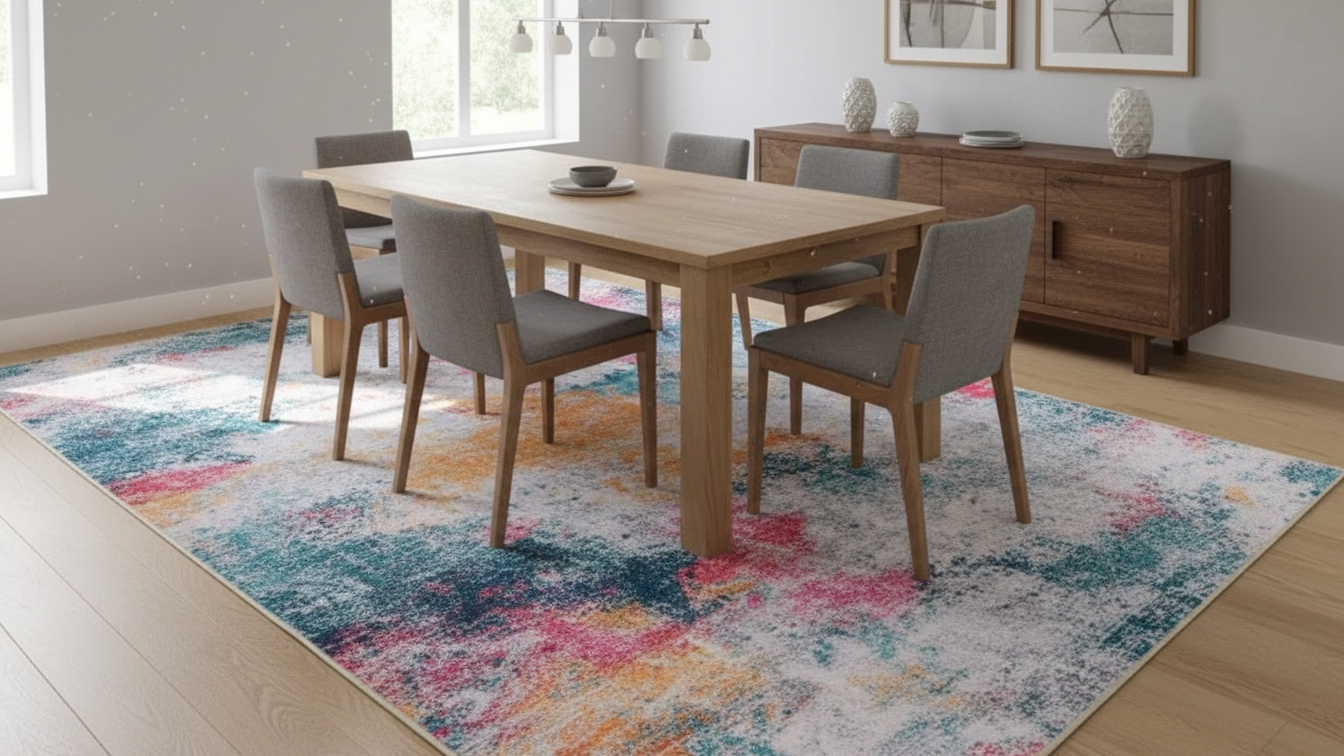 Tapete Abstrato Multicolorido Argo – Antiderrapante e Lavável