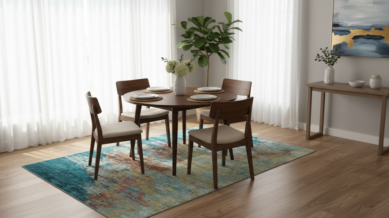 Tapete Abstrato Multicolorido Brisa – Antiderrapante e Lavável