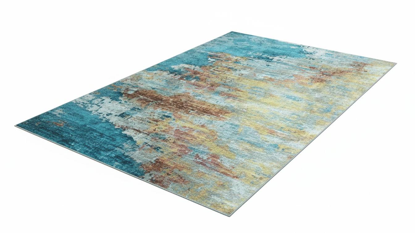 Tapete Abstrato Multicolorido Brisa – Antiderrapante e Lavável