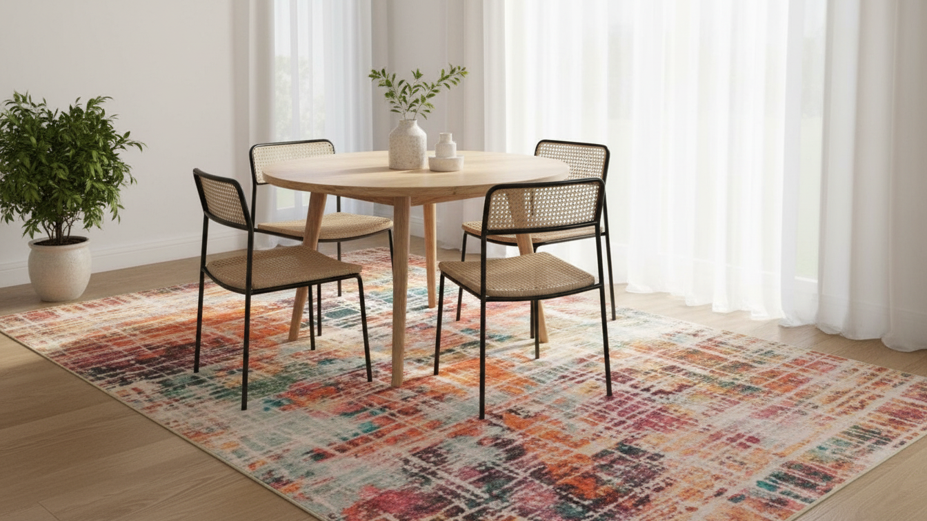 Tapete Abstrato Multicolorido Coral – Antiderrapante e Lavável