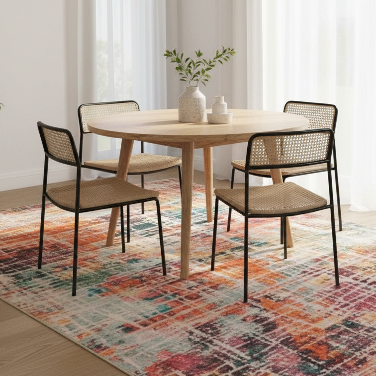 Tapete Abstrato Multicolorido Coral – Antiderrapante e Lavável