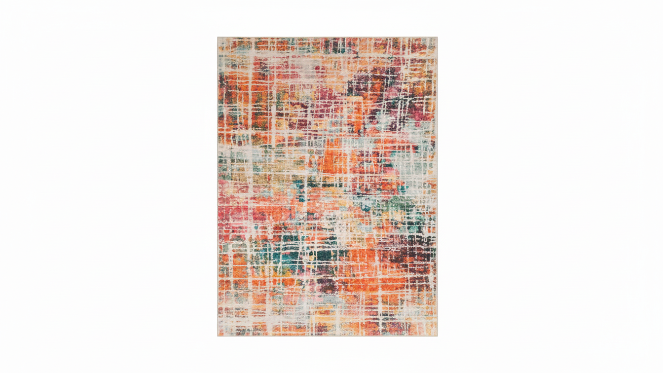 Tapete Abstrato Multicolorido Coral – Antiderrapante e Lavável