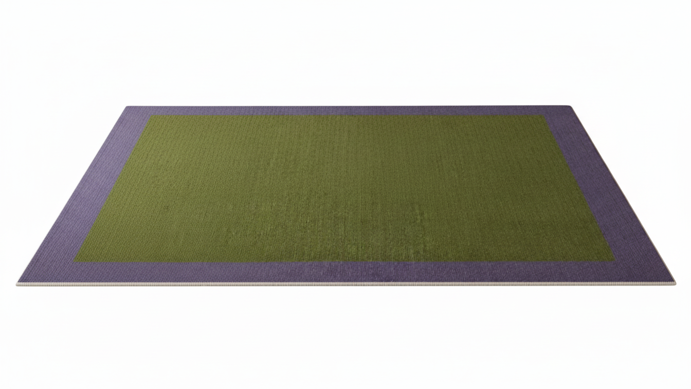 Tapete Aura Bicolor Retangular - Verde com borda azul