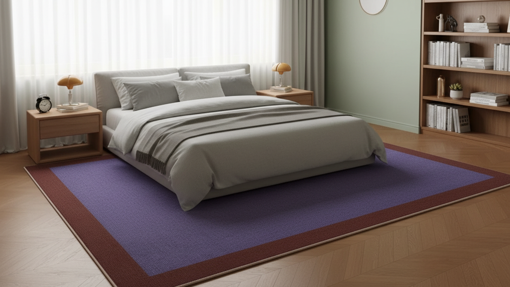 Tapete Aura Bicolor Retangular - Roxo com borda azul